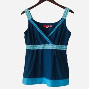Boden Sleeveless Silk Blend Blue Aqua Peplum Top Size 6